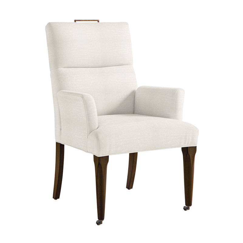Thom Filicia Home Fabric Tight Back Arm Chair with Wheel, Havana, Nadia Parchment