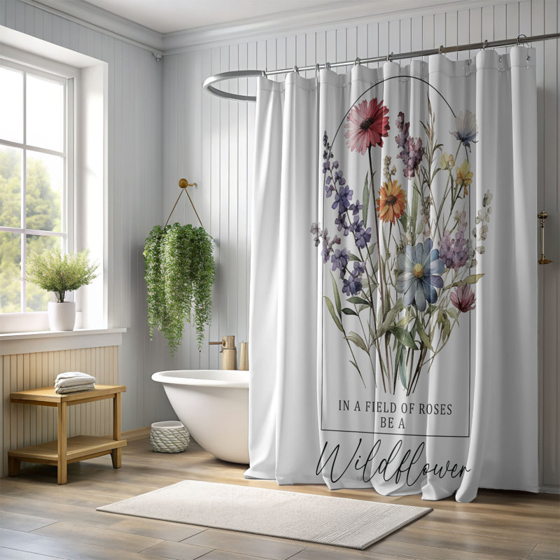 Rideau de douche 1 pièce Vibrant Bloom, H 74 po x l 71 po