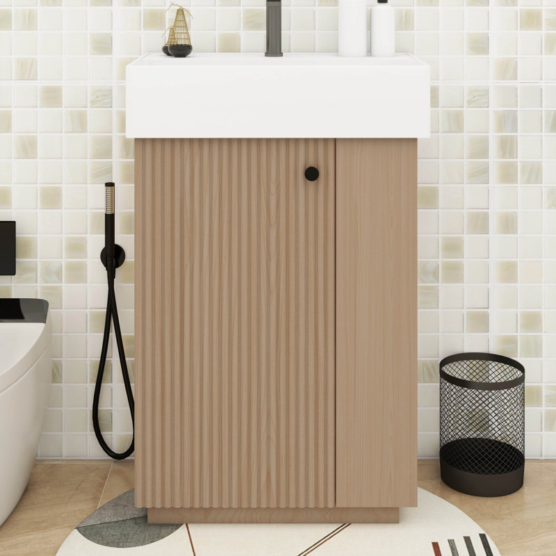 Meuble-lavabo 21,6 po avec lavabo en céramique, tablette, tablette gauche