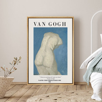 «Signature», reproduction d'art sur toile encadrée, torse en plâtre féminin, vue arrière, coup de pinceau décoratif, beaux-arts, art dramatique traditionnel multicolore pour le salon, la chambre à coucher et le bureau - 24 po x 36 po - noir