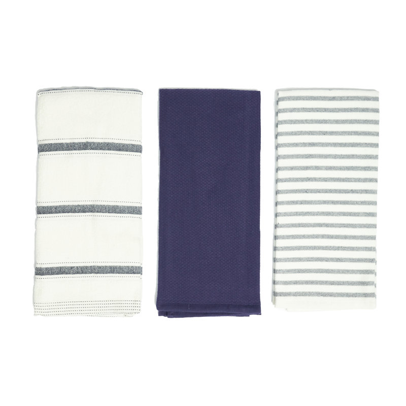 Nautica 100% Cotton 3 Piece Dish Cloth Set, Gray