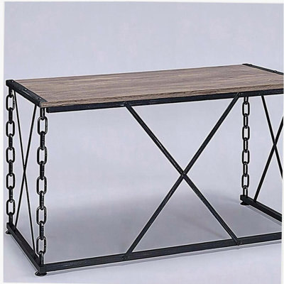 Rustic Oak and Antique Black Rectangular Desk