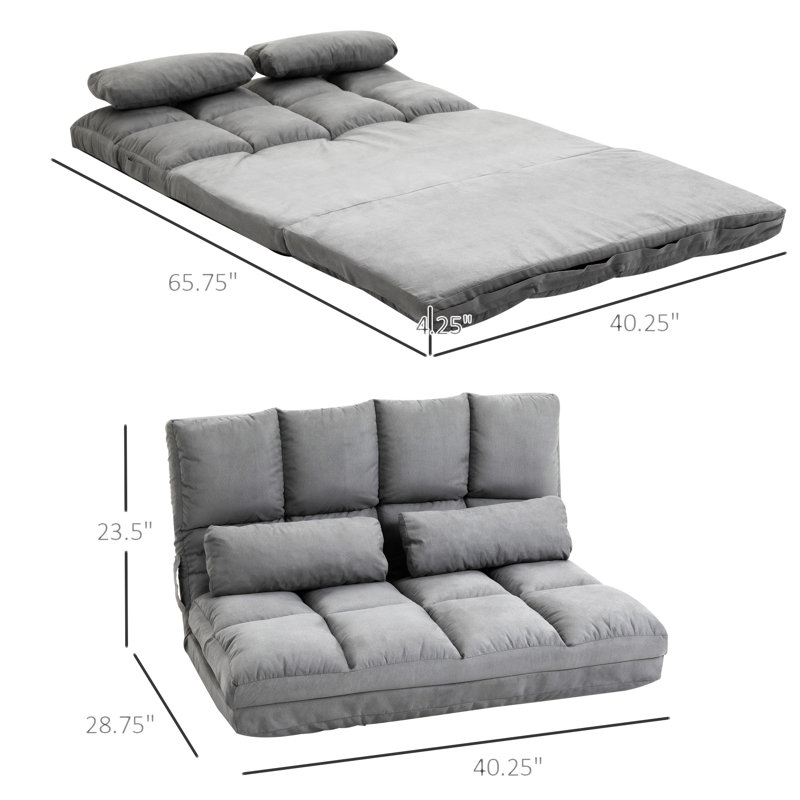 Fauteuil convertible, Tissu gris pâle, H 23,5 po x l 40,25 po x P 28,75 po