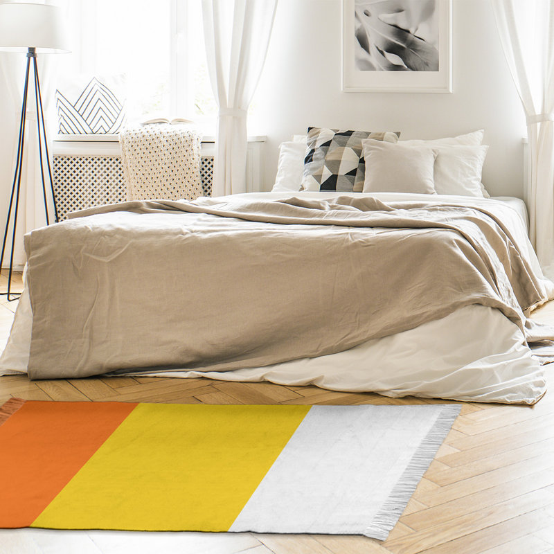 Tapis orange rayé/jaune/blanc Miami, Oui