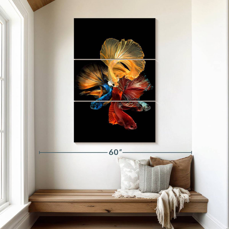 Brampt qui coule des poissons Betta, H 50 po x l 32 po
