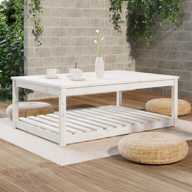 Singita Rectangular Pine Outdoor Coffee Table , cm W cm D, White, 45cm H x 82.5cm W x 121cm D