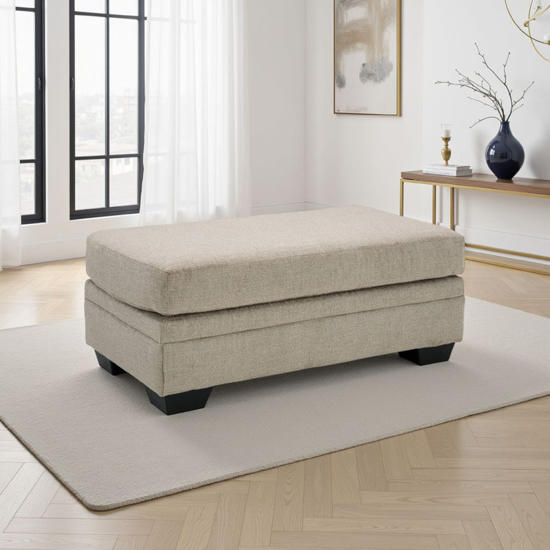 Repose-pieds rectangulaire Ead, polyester muscade 24 po x 44 po, Taupe