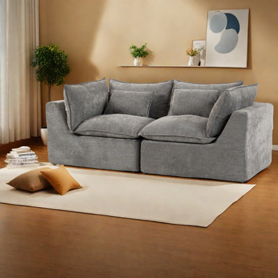 Canapés modulaires modernes en velours, gris antique spacieux pour le salon