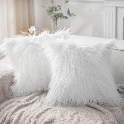 Chrismas Long Faux Fur Collection Square Throw Pillow