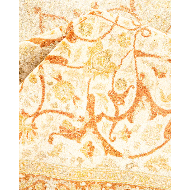Tapis sable / beige noué à la main de conception unique 8 pi 3 po x 10 pi 5 po Keller