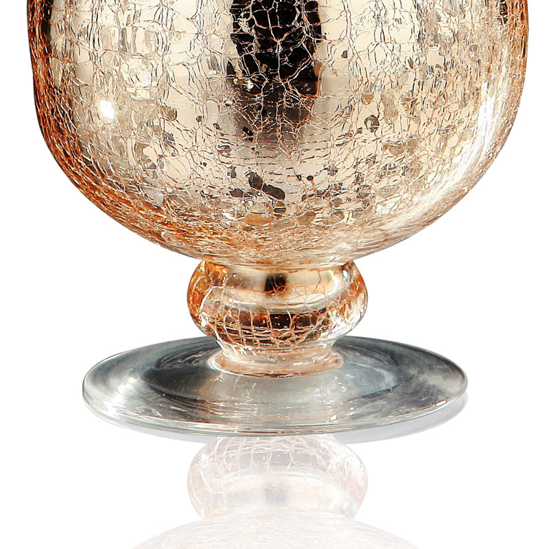 Rose Gold Handblown Glass Hurricane Candle Holder