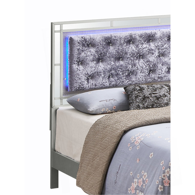 Elegant Silver Champagne Glam Full Bed