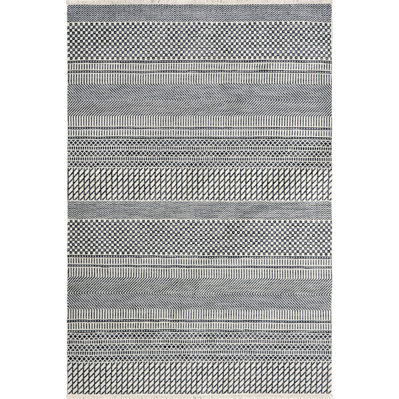 Lavender Geometric Fringe Area Rug, Rectangle 4' x 6'5"