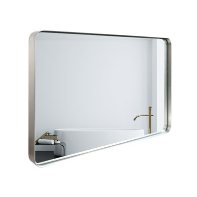 Miroir de salle de bain 40 x 30 pouces avec finition argentée - panneau, reflet transparent, fabrication, processus d'assemblage facile, fixation murale en verre dur, matériau antirouille, installation pratique