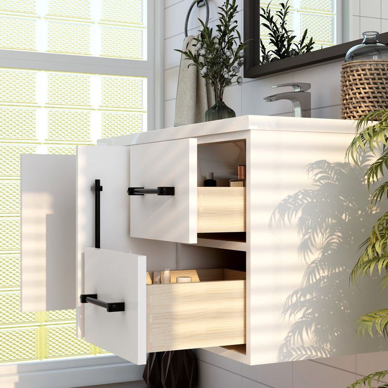 Victoria 35.4'' Single Bathroom Vanity with Acrylic Top, Gloss White
