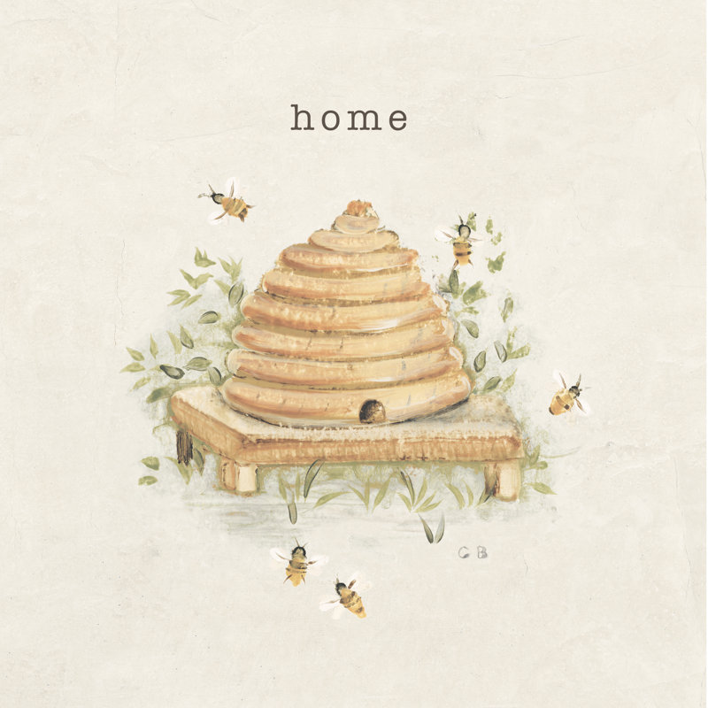 «Garden Bees» par Cheri Blum - imprimé, H 12 po x l 12 po, Non, Toile tendue