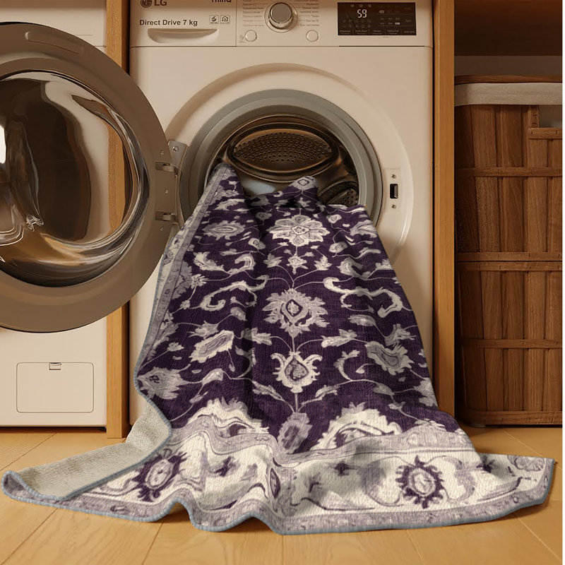 Tapis brun lavable à la machine, Rond 8 pi