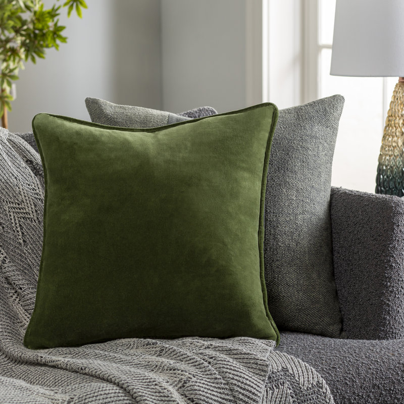 Coussin en velours de coton Baylie, Bourgogne, Duvet
