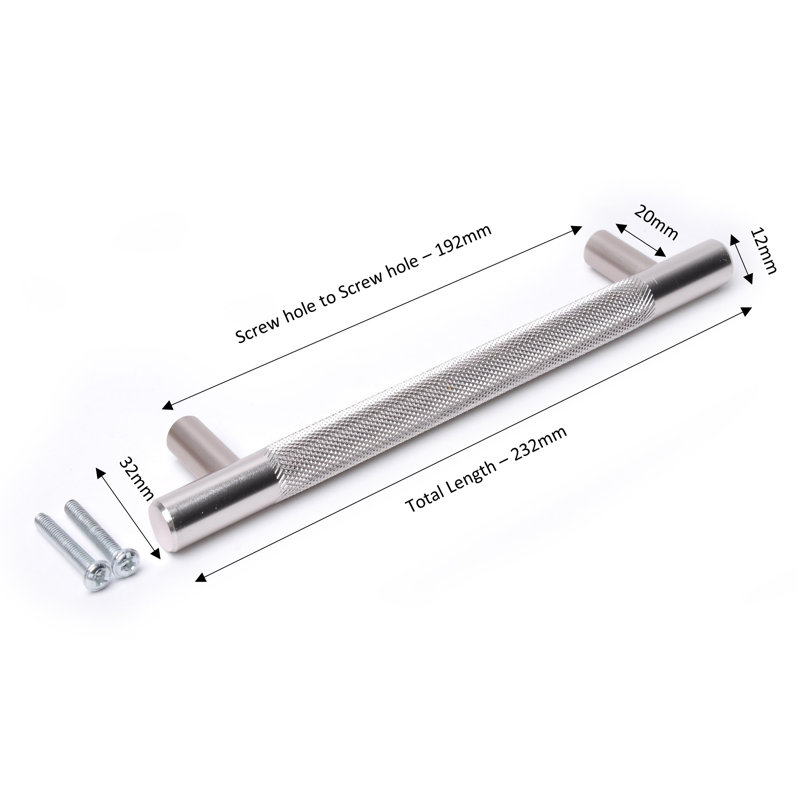 Idora 16 cm Centre Bar Handle, Brushed Silver, 192mm