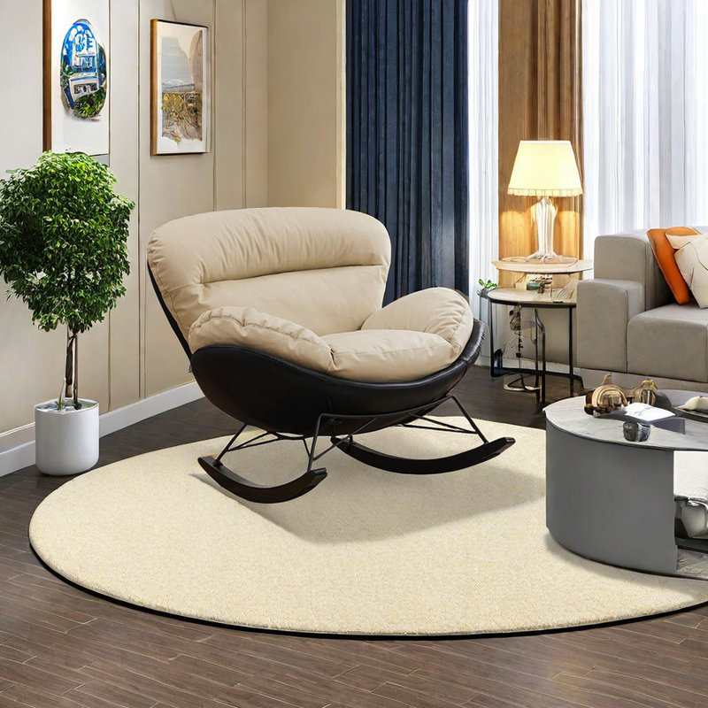 Chaise berçante à structure métallique, Beige