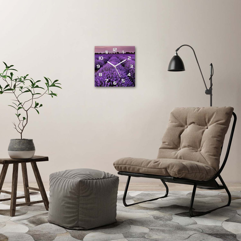 Glass Wall Clock, White/Purple