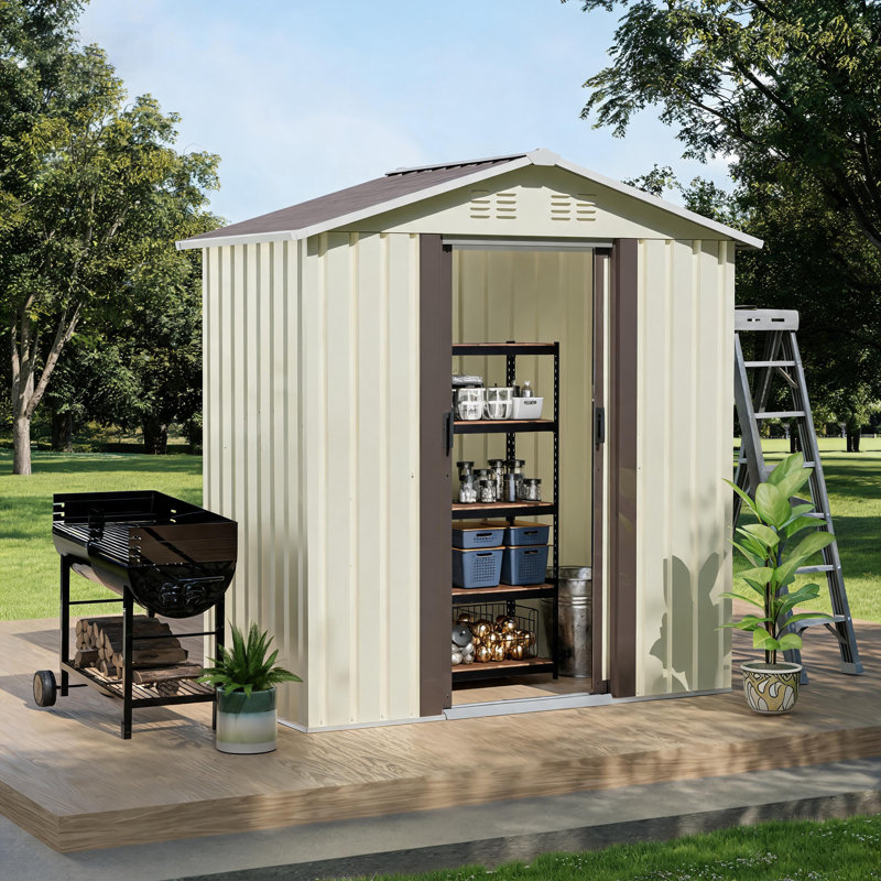 Abri de jardin en métal avec porte coulissante