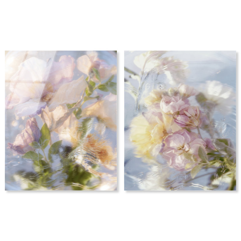 Floral Haze Set High-Gloss Frameless Acrylic Glass Wall Art Floral & Botanical Print by Oliver Gal, Ready to Hang, 16 x 20