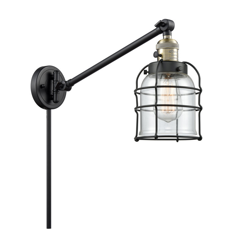 Koa Plug-in Swing Arm Sconce, Clear, Incandescent, Black Antique Brass