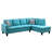 Sky blue Sackcloth Fabric L style Right Hand Facing Living Room Sofa Set, with ottoman-81189131-87463990