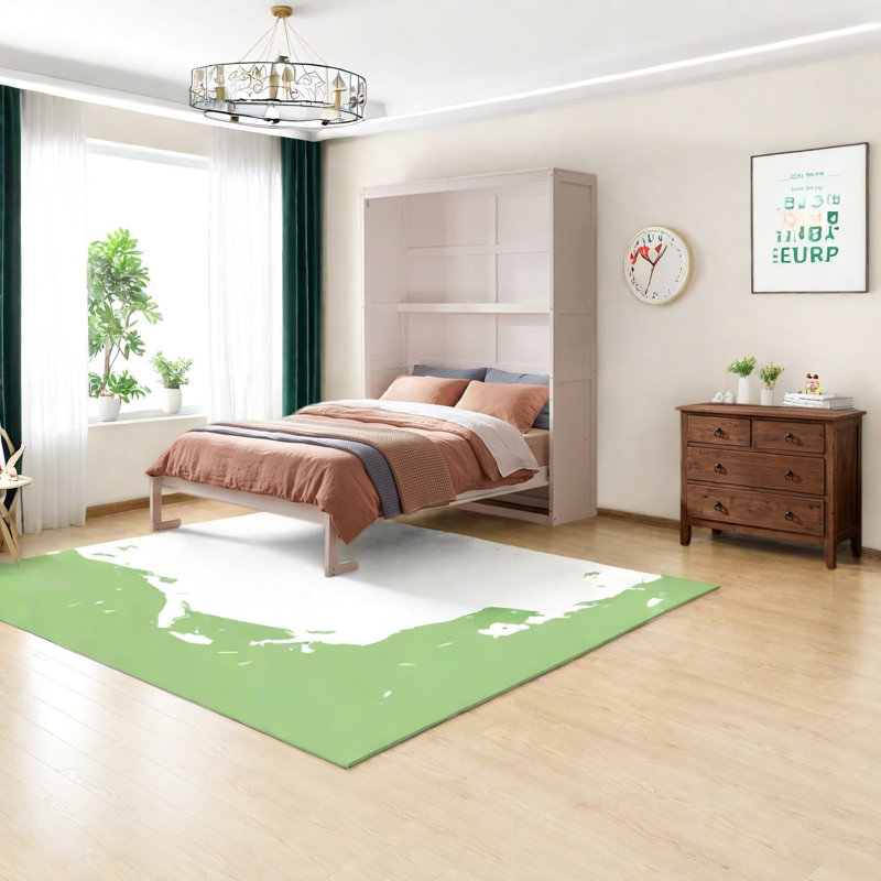 Lits escamotables peu encombrants avec rangement, panneau de fibres à densité moyenne en bois blanc pour maison moderne