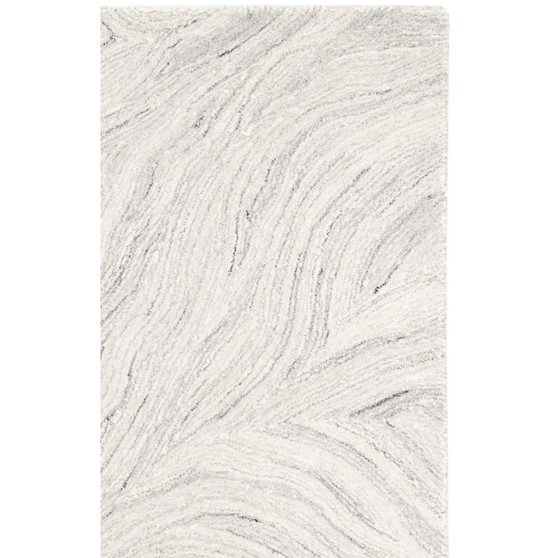 Tapis ivoire / gris en laine touffeté à la main Radabaugh, Tapis de couloir 2 pi 3 po x 10 pi