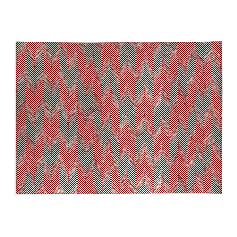 Tapis de cuisine à profil bas Chevron Groove, Rouge canneberge, Rectangle 5 pi x 7 pi
