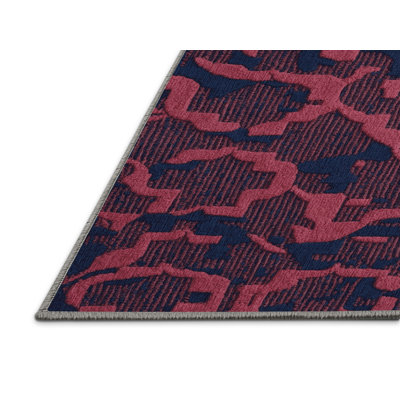 Machine Washable Trellis Purple Area Rug