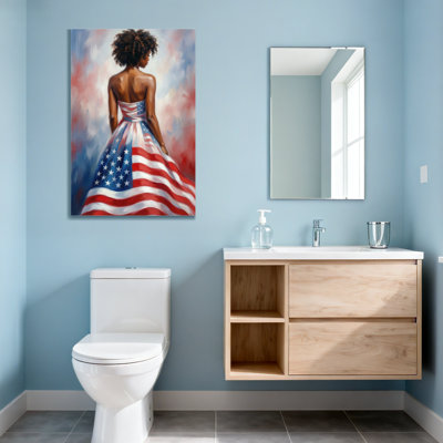 Fashion American Flag Dress Woman Art Painting
