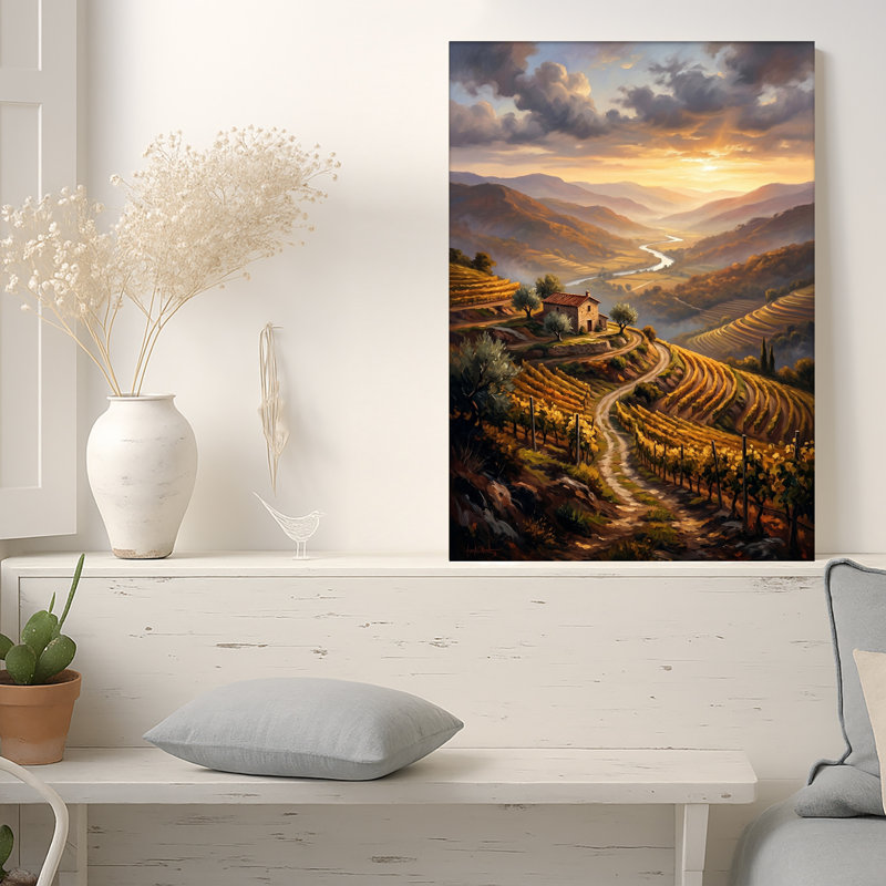 Art mural sur toile, terrasses et vignes, H 24 po x l 16 po