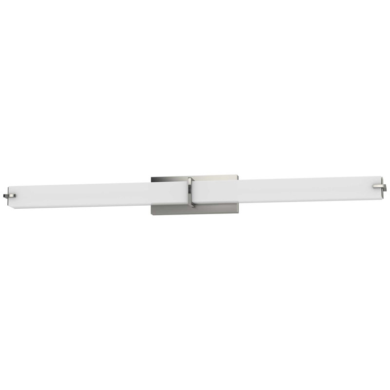 1-Light Integrated LED Indoor Brushed Nickel Wall Mount Vanity Light Bath Bar with White Acrylic Shade