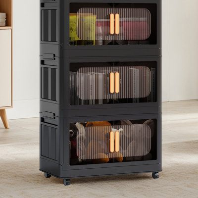 Stackable Foldable Storage Bins With Lids And Wheels