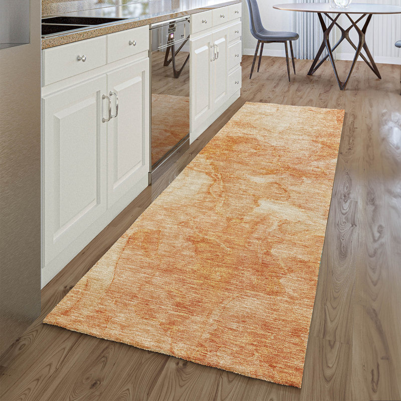 Premium Machine Washable Prisco Salmon Rug, Runner 2'3" x 7'6"