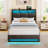 Upholstered Platform Bed Frame with Wingback Headboard, LED Lights & 4 Storage Drawers-1454704322-1454704332