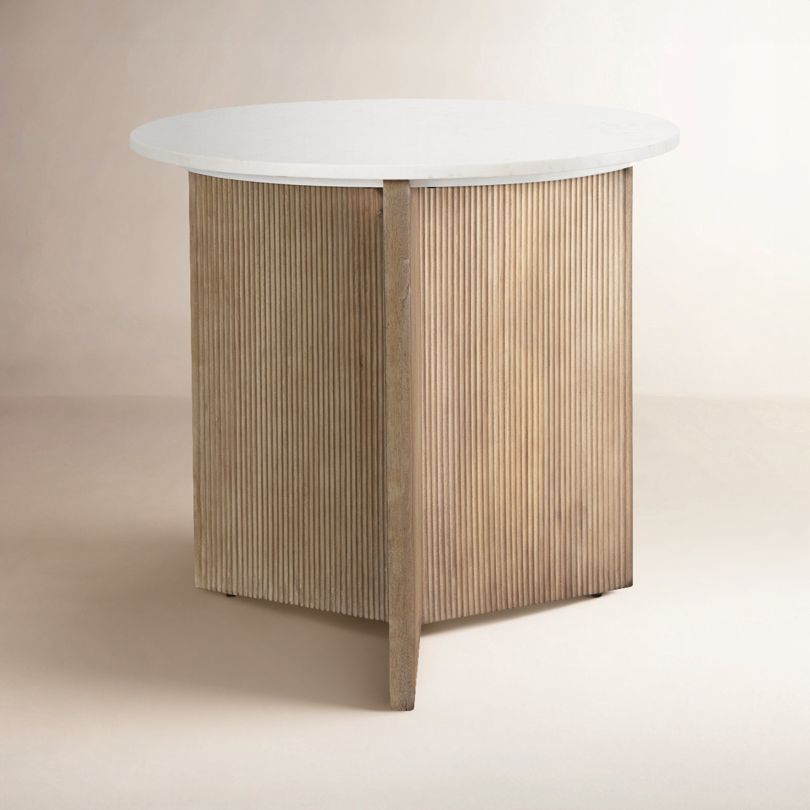 Estelle 32" Solid Wood Bistro Table, White, Light Brown