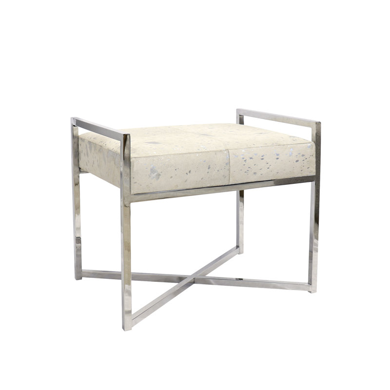 Safari Silver Foil Cowhide Bench