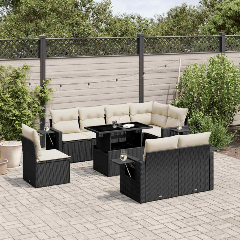 Ensemble de canapé de jardin Vidaxl noir, blanc crème