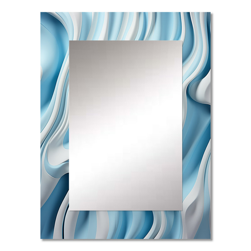 Op Op Blue Focus I - miroir mural Op Art, miroir décoratif moderne, impression sur métal, 32 po x 24 po