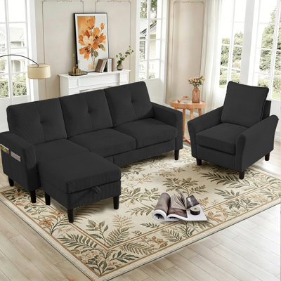 79.14" 3-Piece Living Room Set with Storage Bags and Storage Ottoman