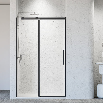 46-48" W * 76" H Frameless Single Sliding Shower Door, Bathroom Sliding Shower Door, 5/16" (8mm) Thick SGCC Tempered Glass Door, Matte