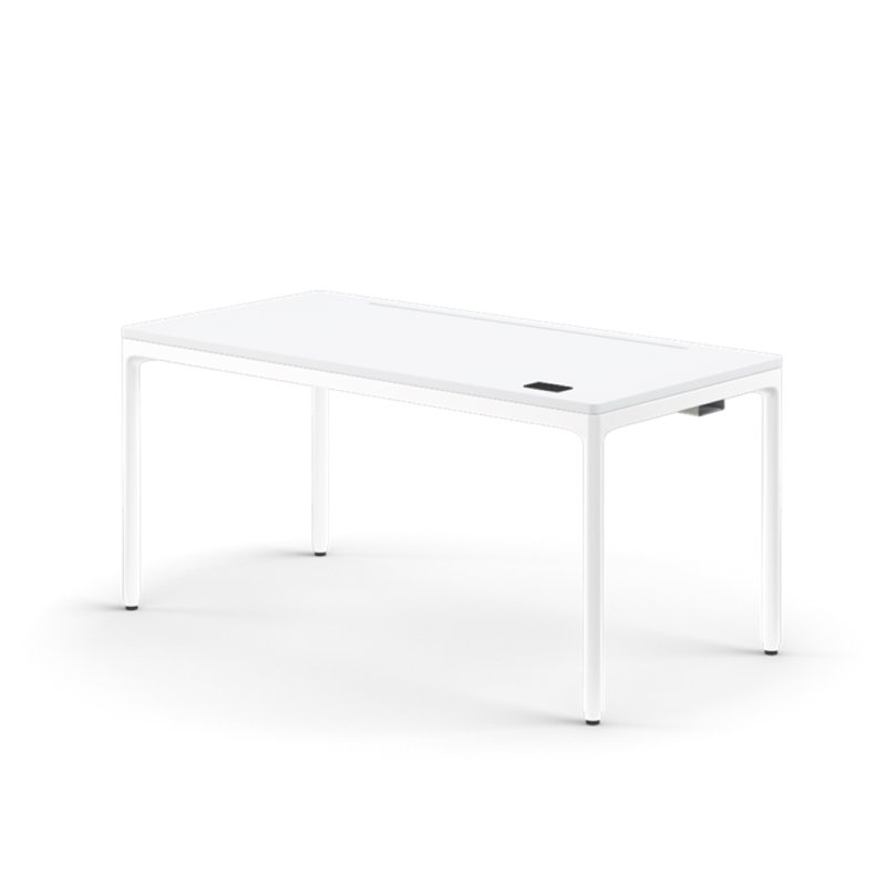 eFloat Quattro, 23 in. D x 58 in. W Sit-Stand Desk with Carbon Black Base, Carbon Black Painted Wood Top, and Black Salzburg Leather Cable Manager