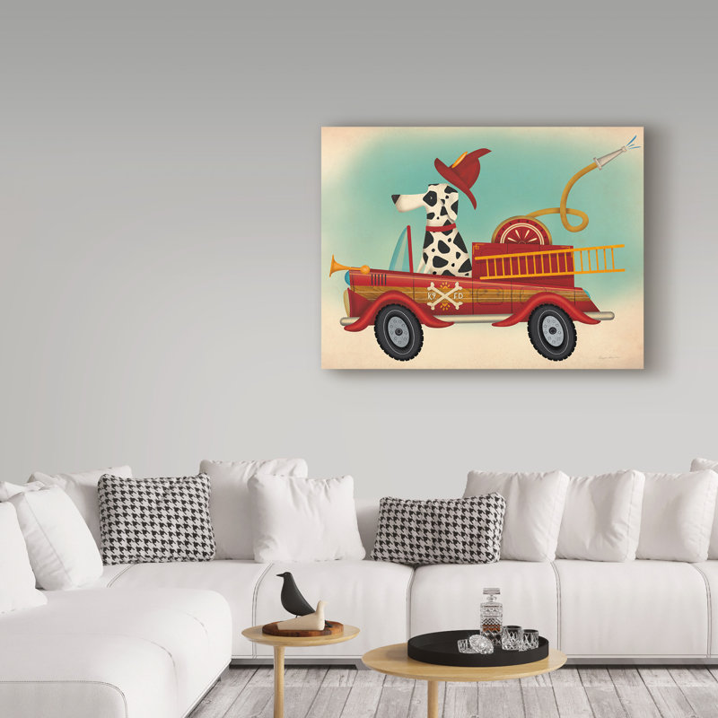 « k9 fire department », art sur toile, H 14 po x l 19 po x P 2 po