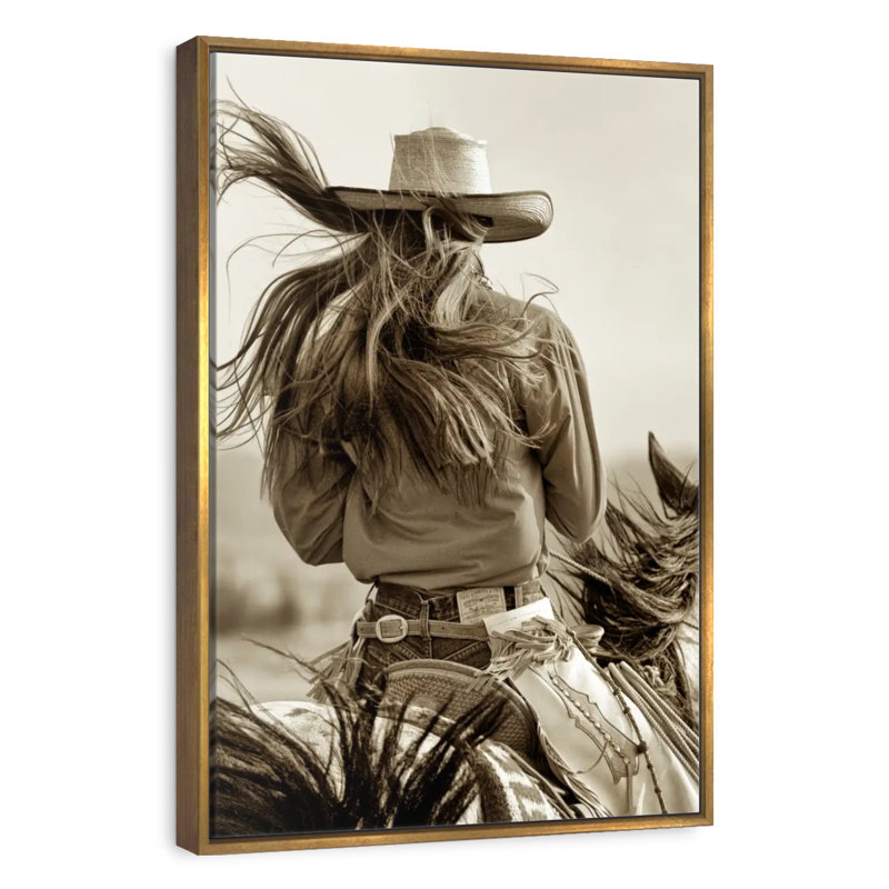 Sépia Cowgirl, Floating Frame Gold, 31" x 46"