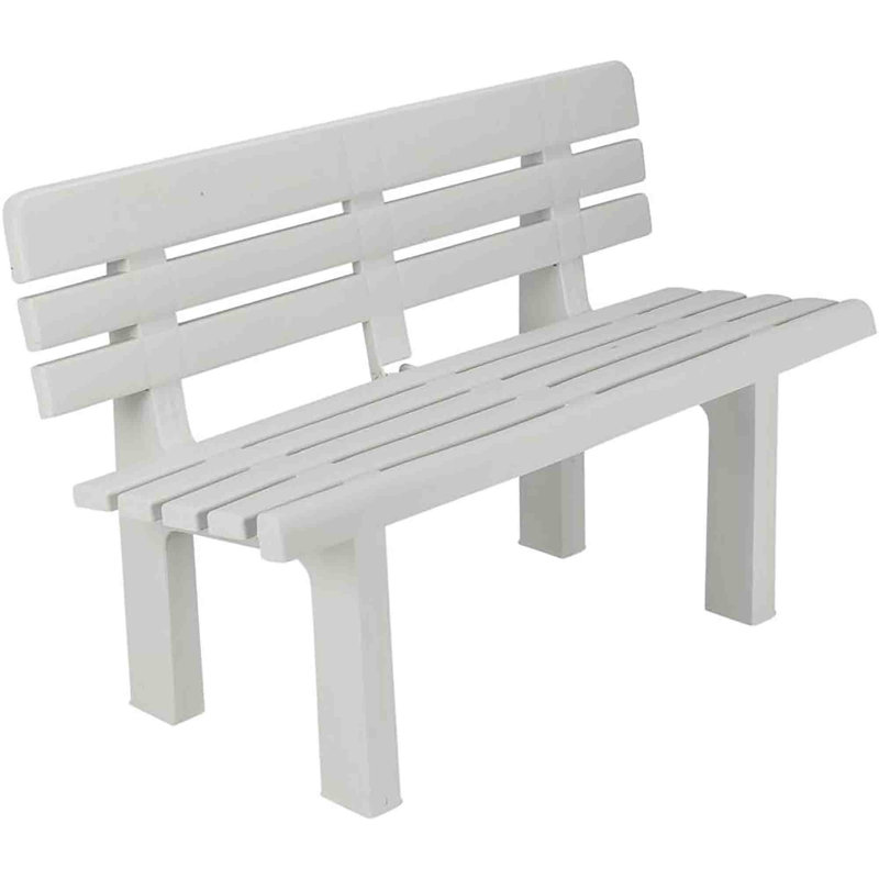 Plastic Outdoor Bench, White