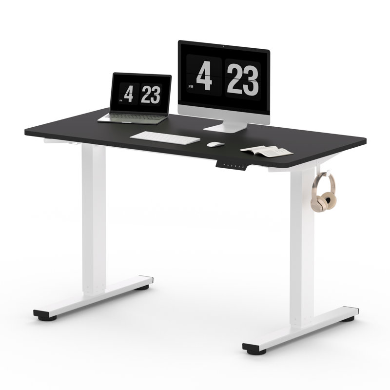 Dojtcho Home Office Adjustable Standing Desk, Black/White, 46.6" H x 39.4" W x 23.6" D
